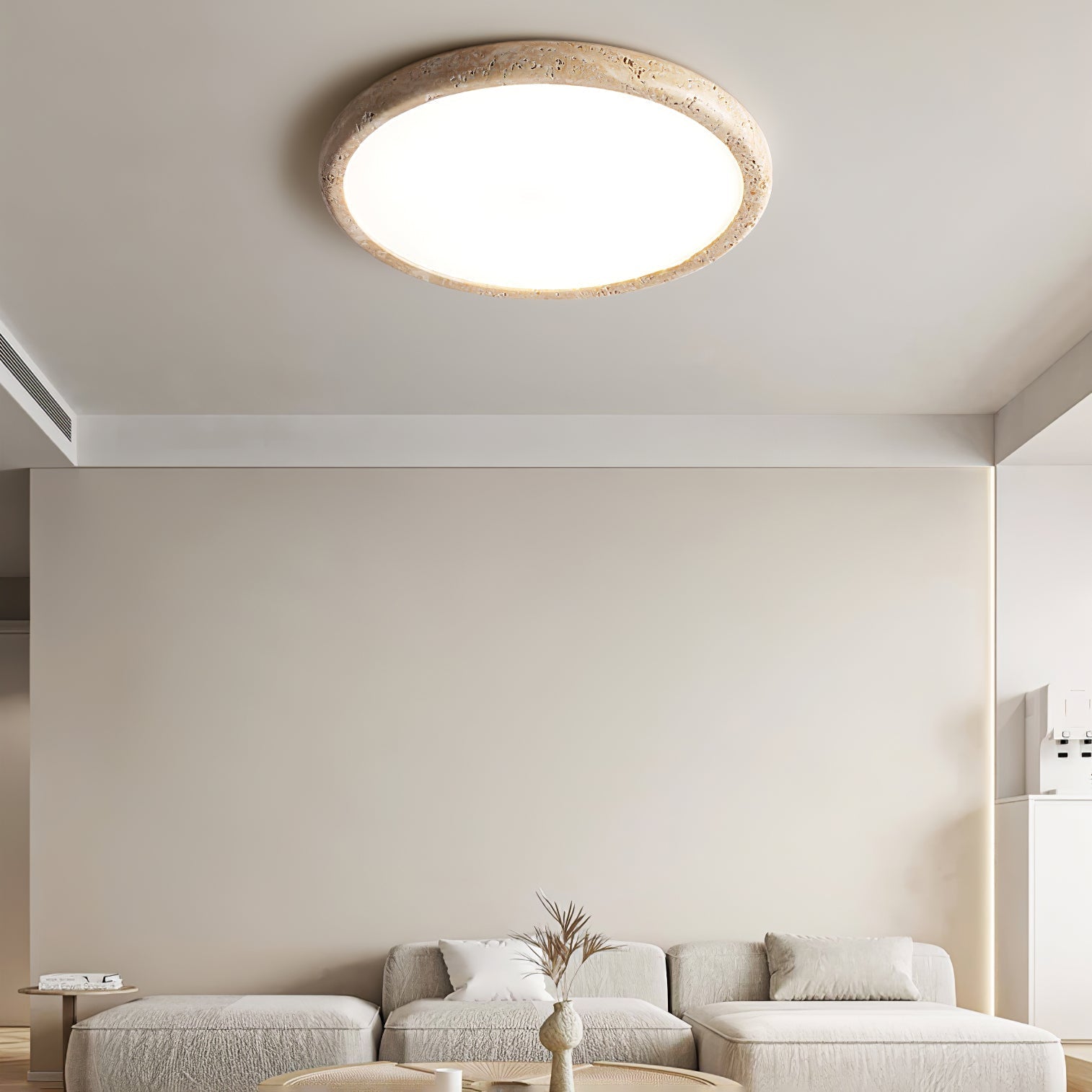 Aurrina Ring Frame Travertine Ceiling Light-Neutral Decor