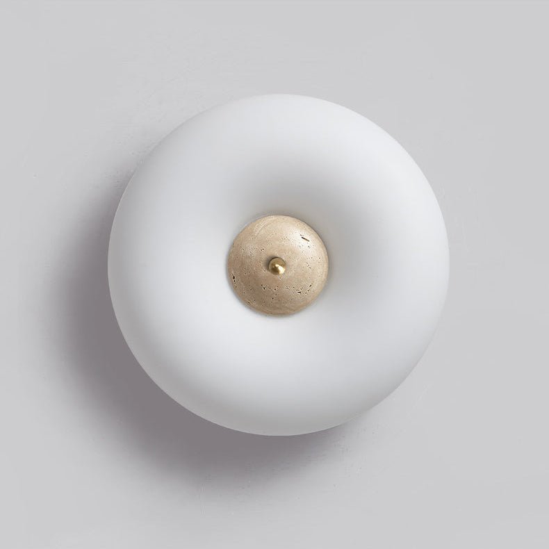 Flen Yellow Travertine Ring Ceiling Light-Neutral Decor