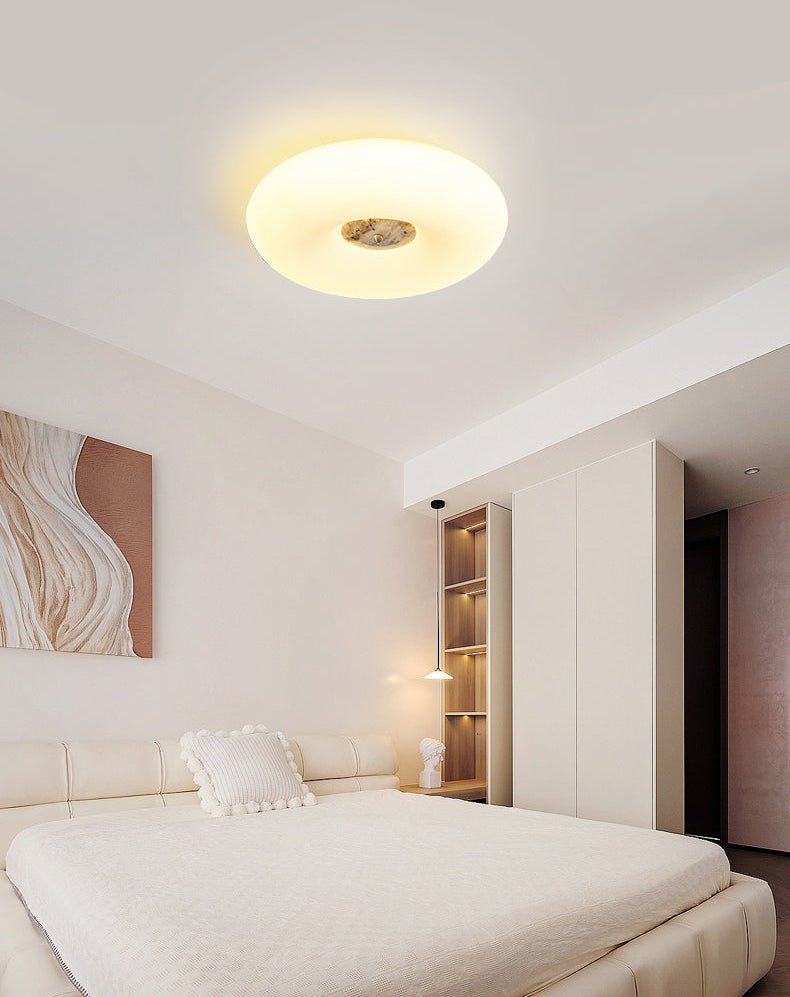 Flen Yellow Travertine Ring Ceiling Light-Neutral Decor
