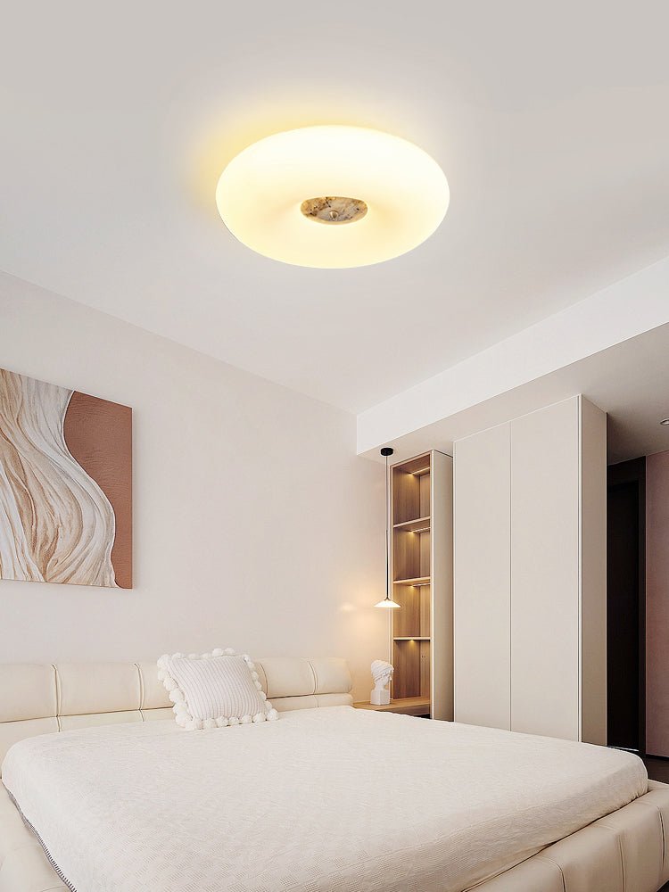 Flen Yellow Travertine Ring Ceiling Light-Neutral Decor