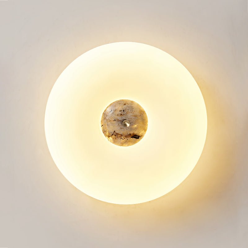 Flen Yellow Travertine Ring Ceiling Light-Neutral Decor