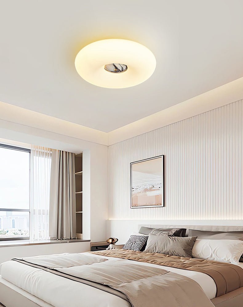 Flen Yellow Travertine Ring Ceiling Light-Neutral Decor