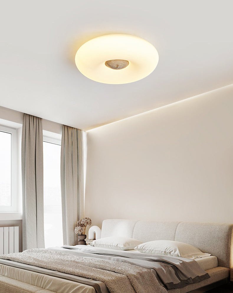 Flen Yellow Travertine Ring Ceiling Light-Neutral Decor