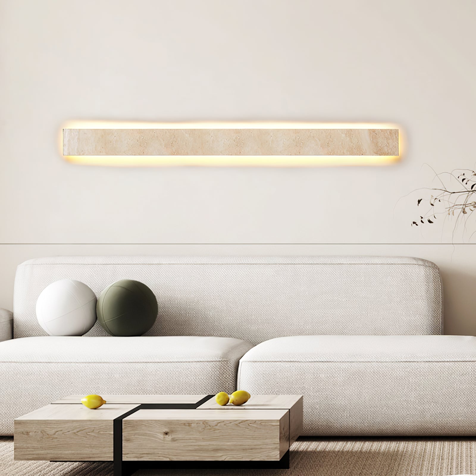 Ralem Slim Rectangle Travertine Wall Light-Neutral Decor