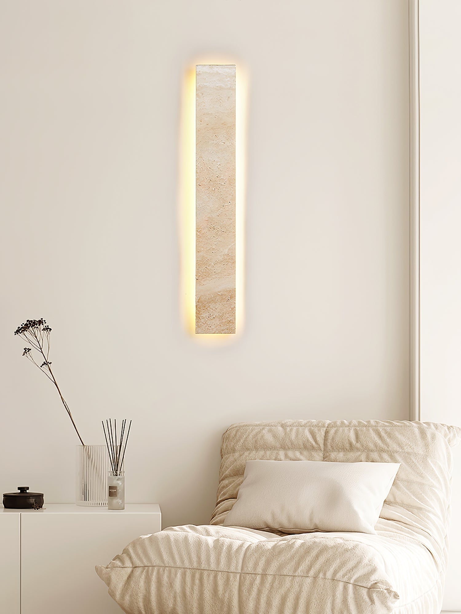 Ralem Slim Rectangle Travertine Wall Light-Neutral Decor
