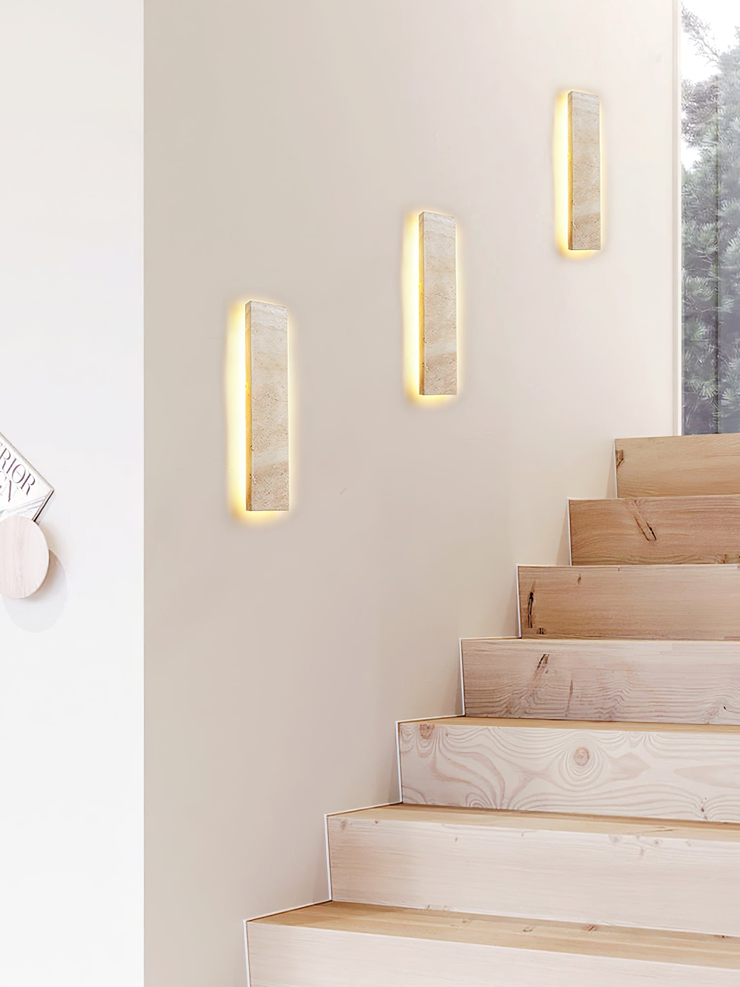 Ralem Slim Rectangle Travertine Wall Light-Neutral Decor