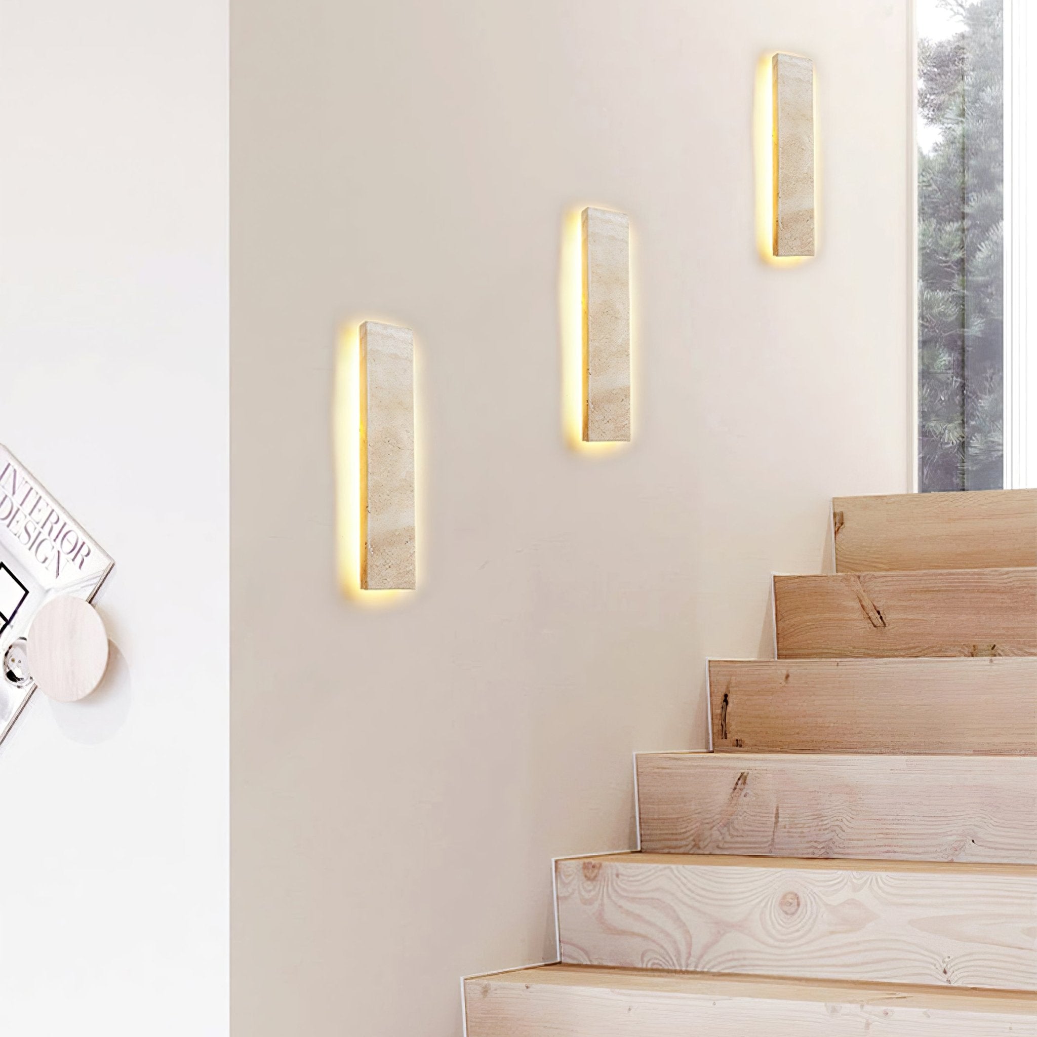 Ralem Slim Rectangle Travertine Wall Light-Neutral Decor