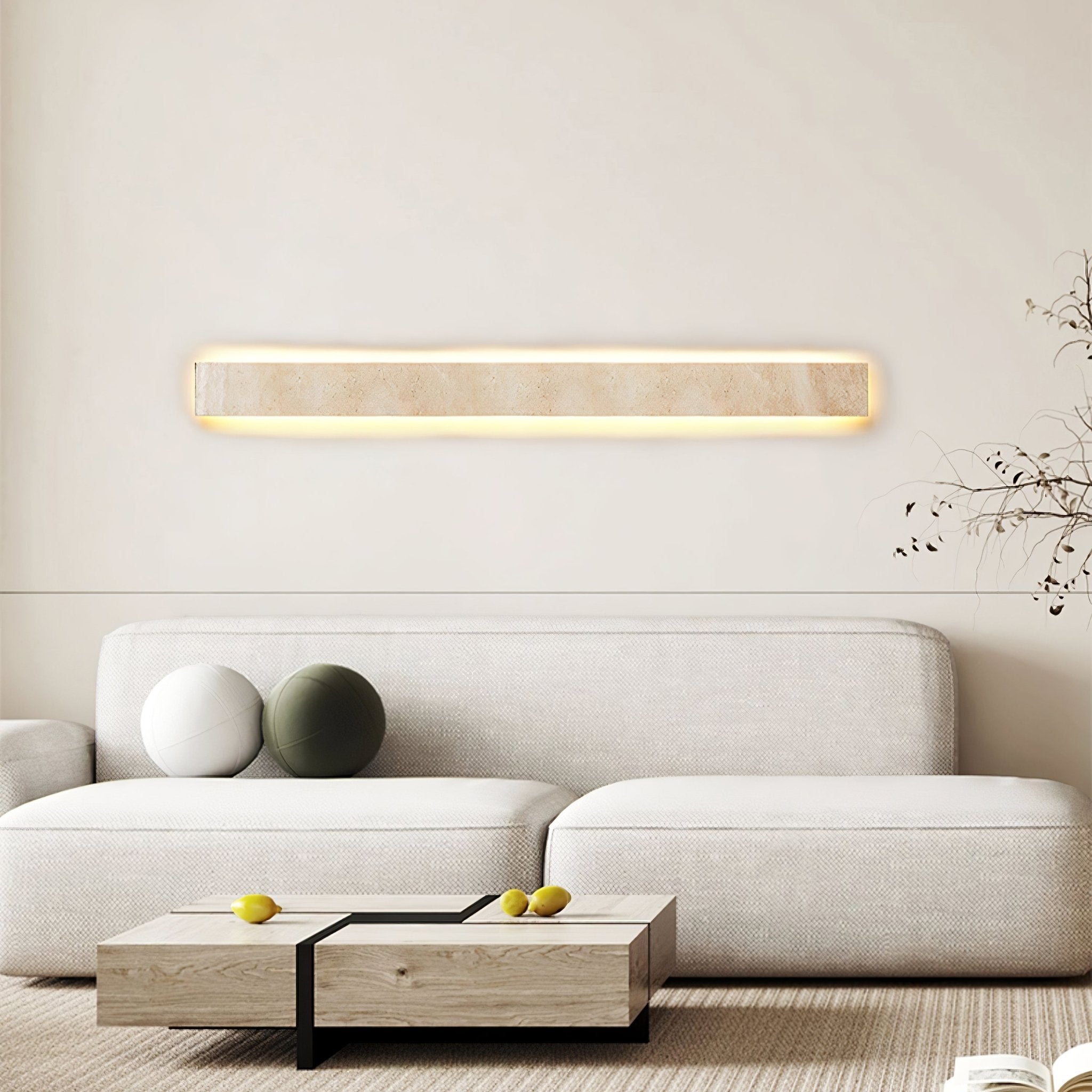 Ralem Slim Rectangle Travertine Wall Light-Neutral Decor