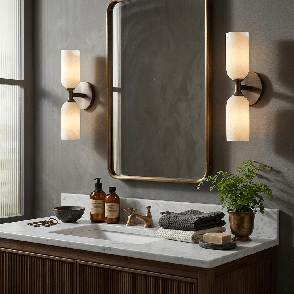 Solmira Twin Alabaster Wall Sconce-Neutral Decor