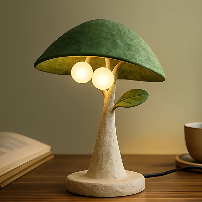 Angled view of the Soloma Table Lamp in the red finish option.