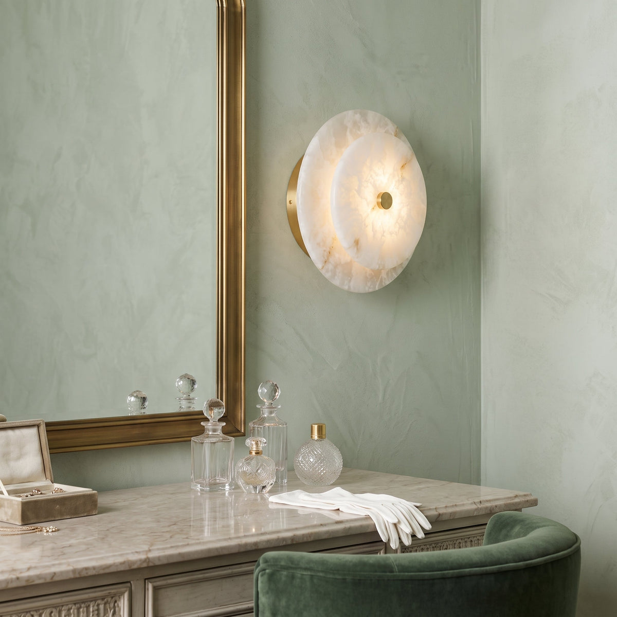 Ravelford Disc Alabaster Wall Sconce