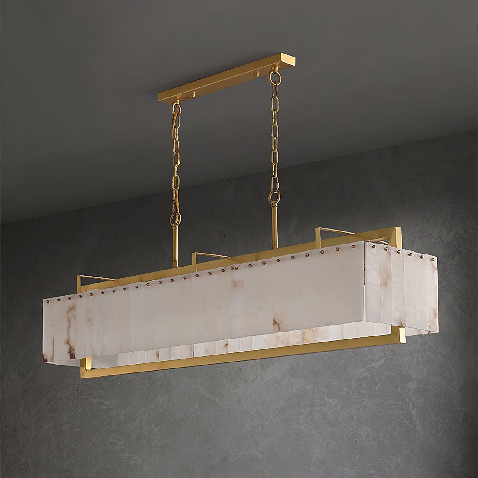 Aether Rectangular Alabaster Pendant Light-Neutral Decor