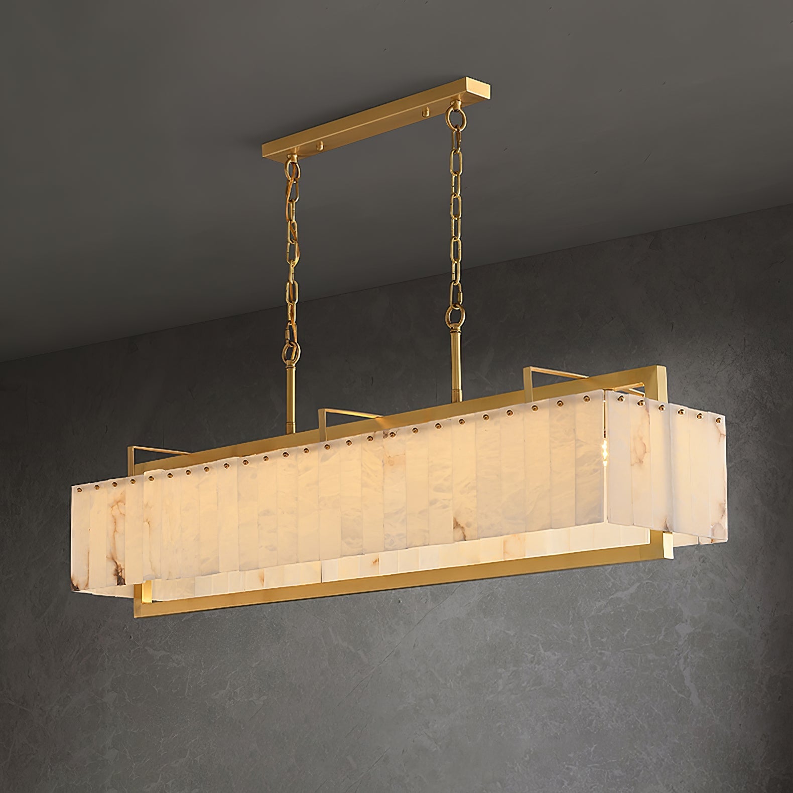 Aether Rectangular Alabaster Pendant Light-Neutral Decor