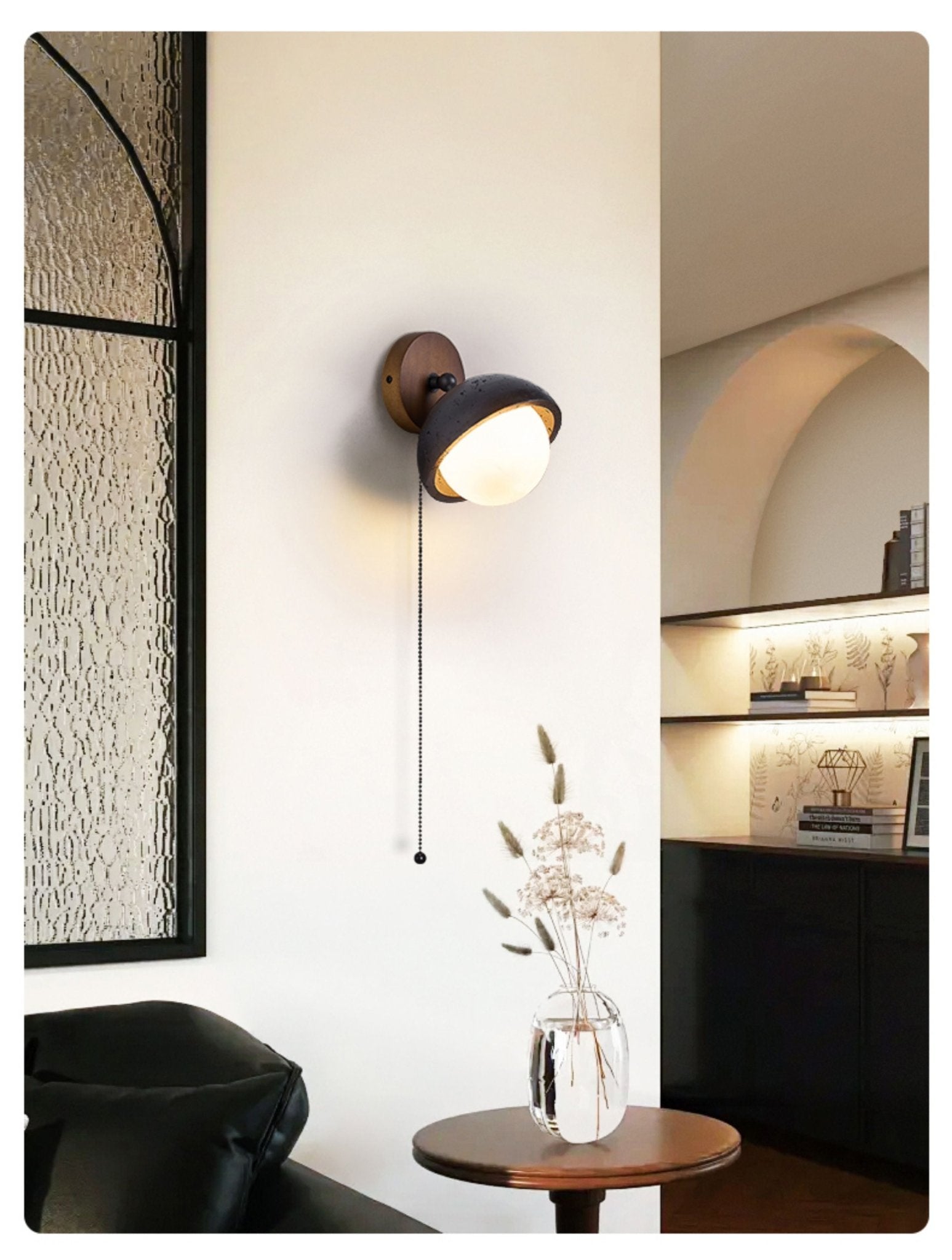 Nova Globe Black Travertine Pivot Sconce-Neutral Decor