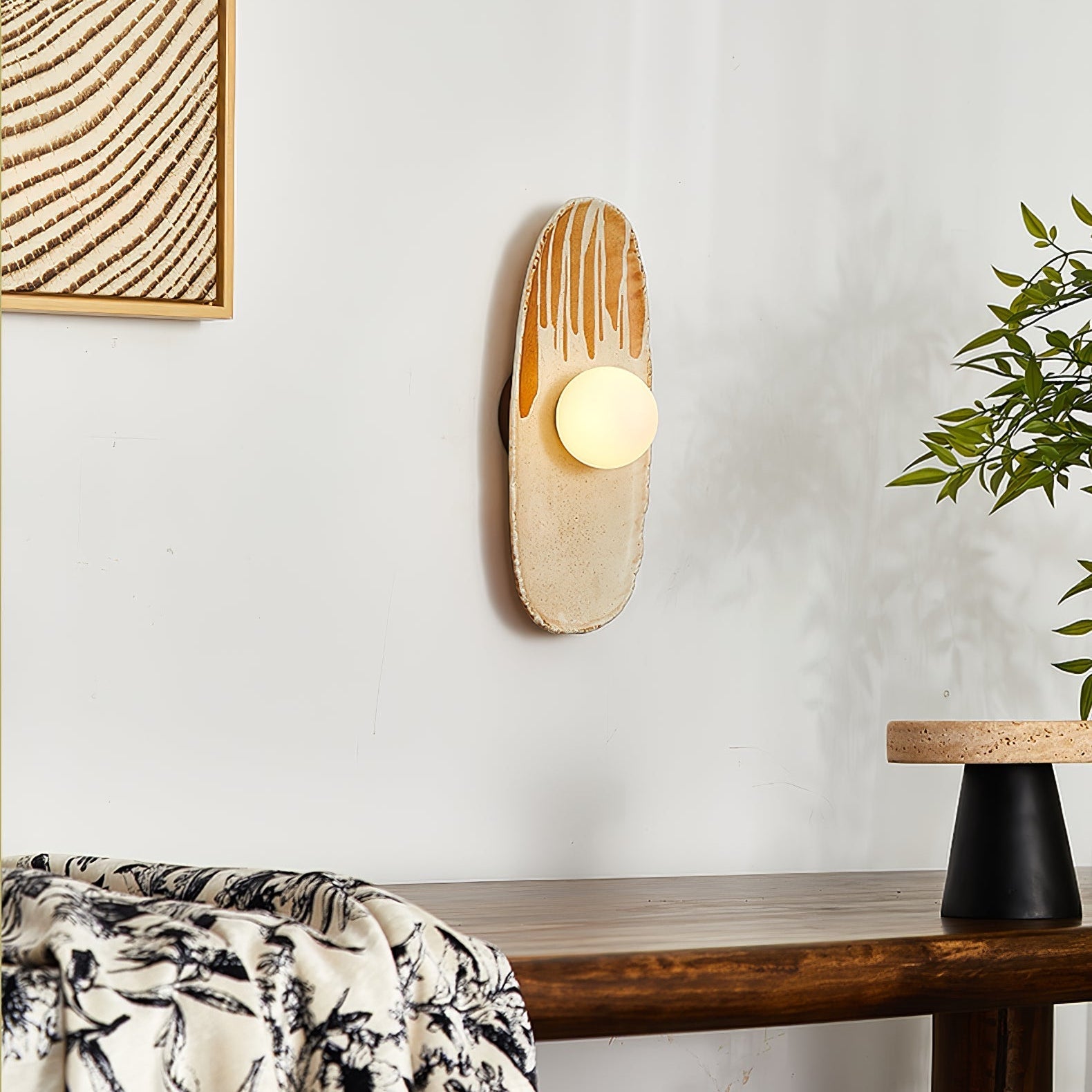 Solace Rustic Marble Wall Lamp-Neutral Decor