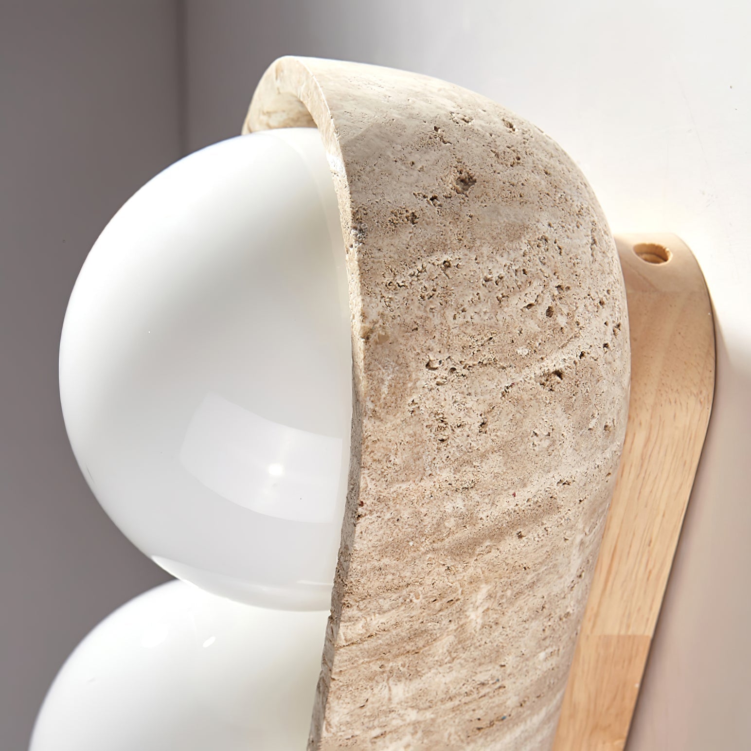 Trio Globe Travertine Wall Sconce-Neutral Decor