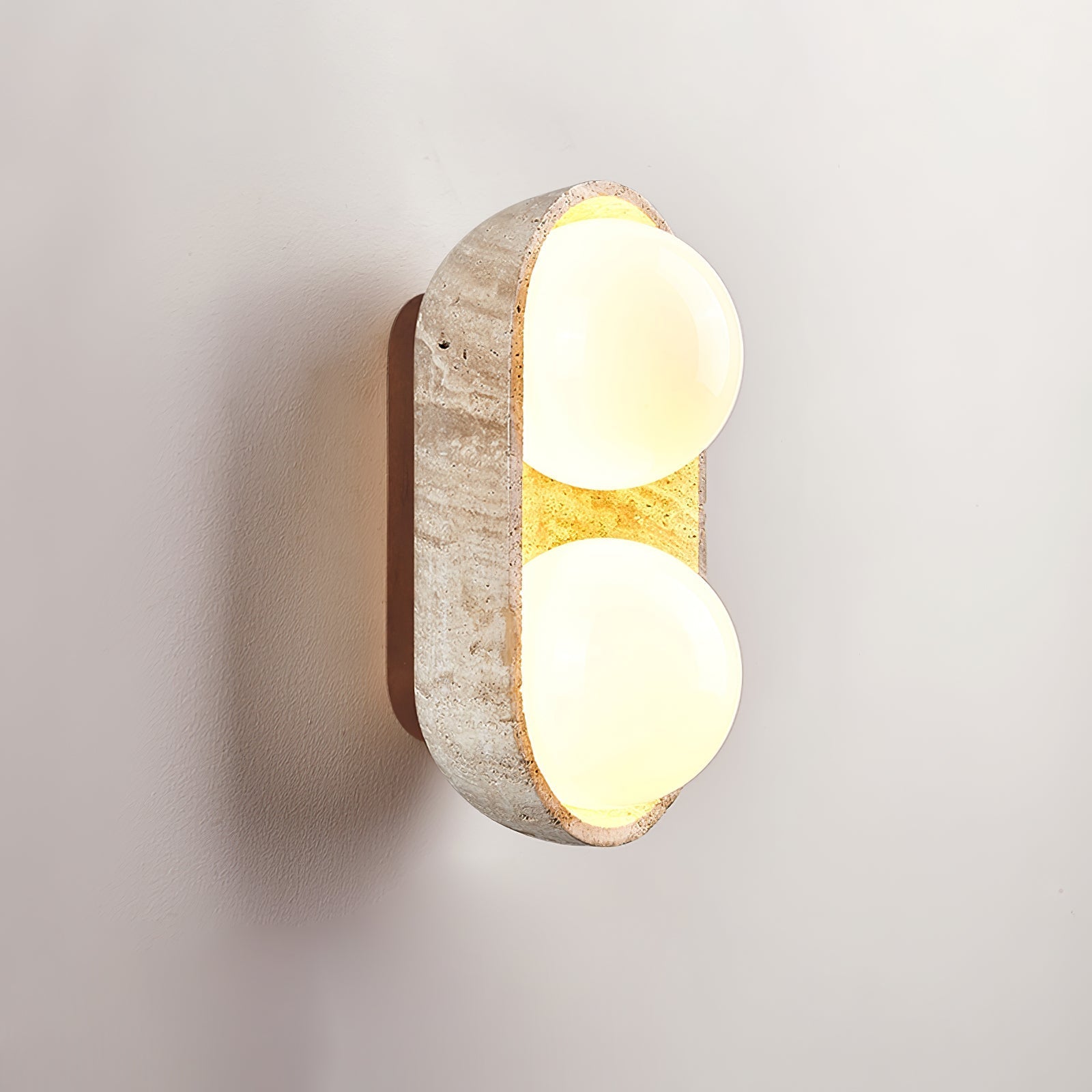 Trio Globe Travertine Wall Sconce-Neutral Decor