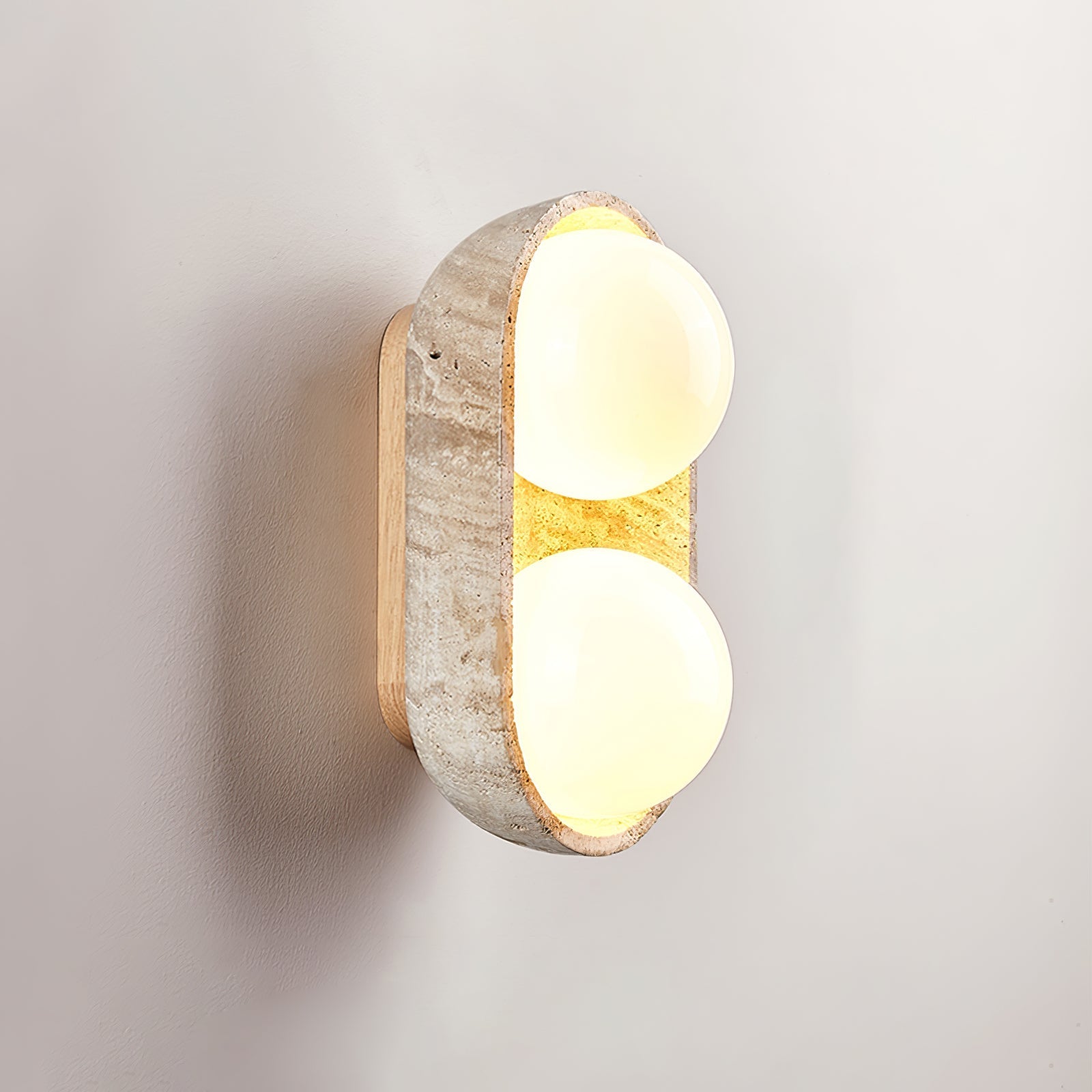 Trio Globe Travertine Wall Sconce-Neutral Decor