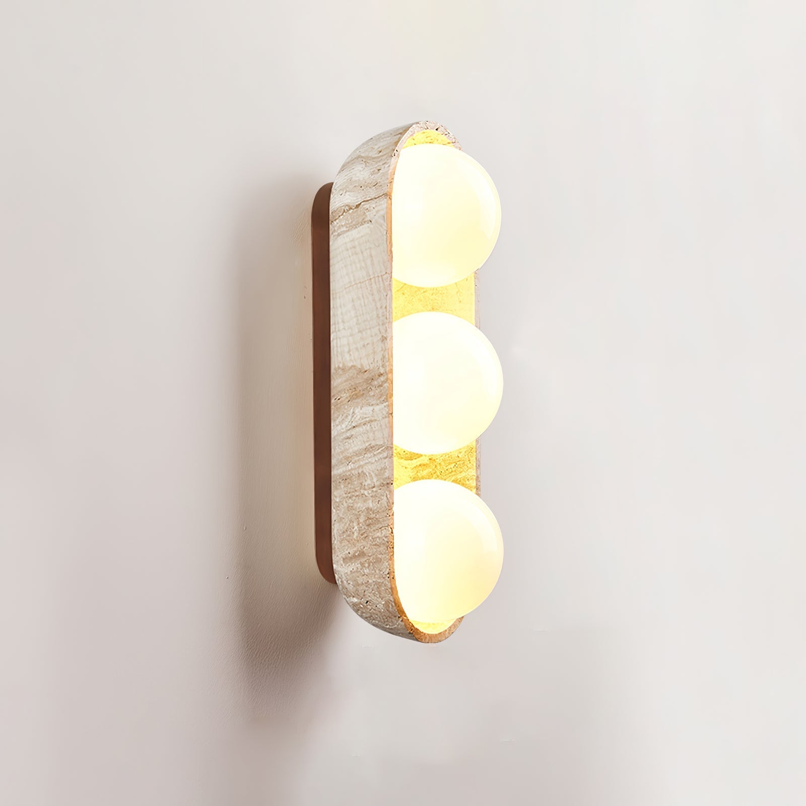 Trio Globe Travertine Wall Sconce-Neutral Decor