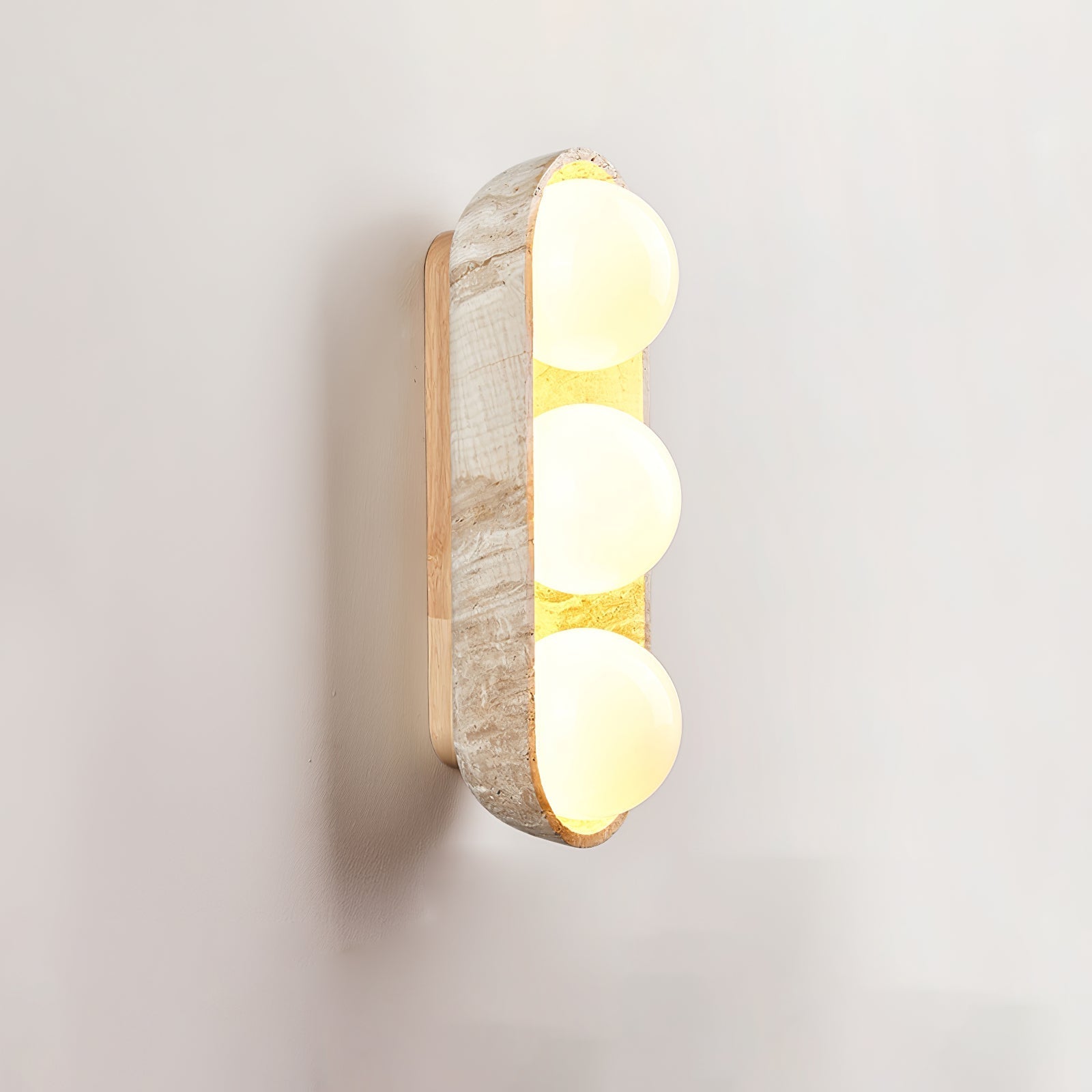Trio Globe Travertine Wall Sconce-Neutral Decor