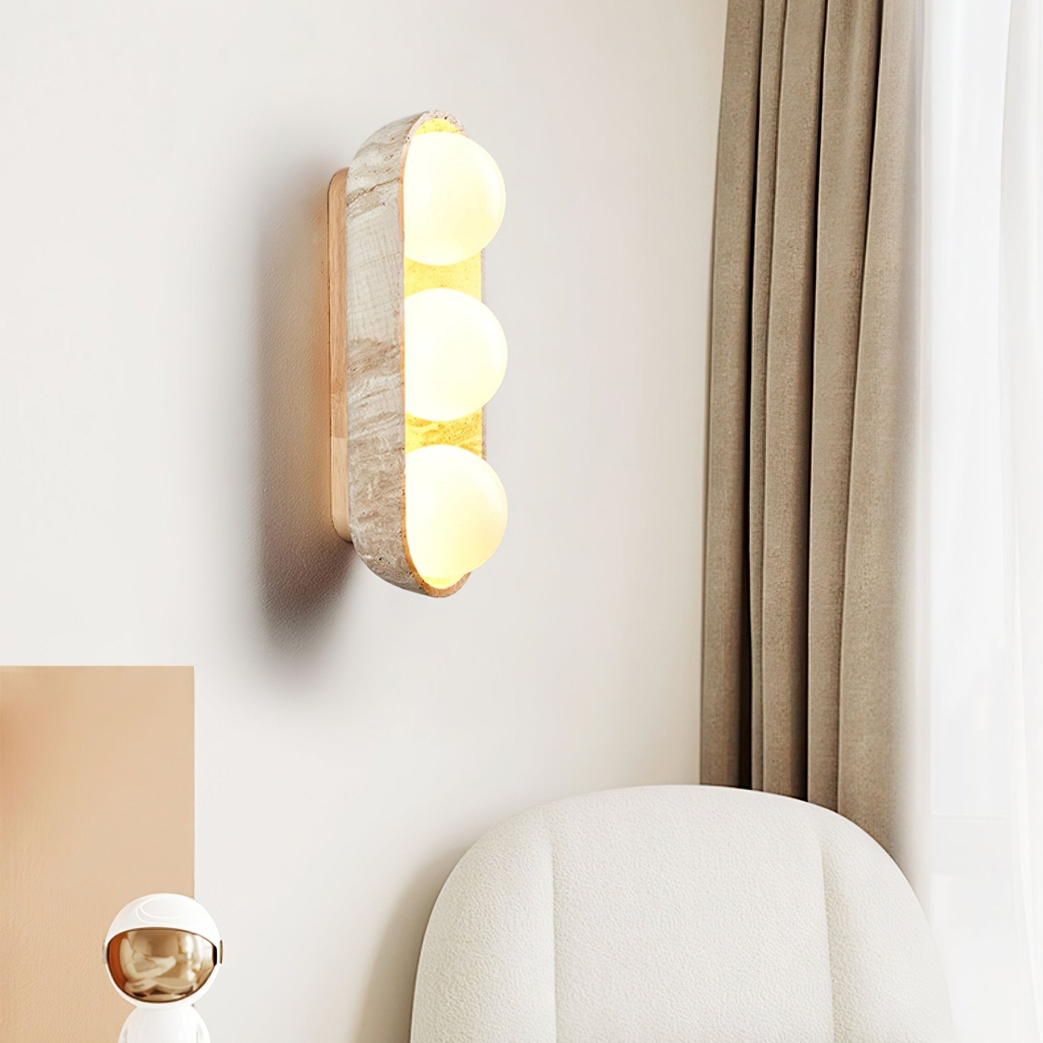 Trio Globe Travertine Wall Sconce-Neutral Decor
