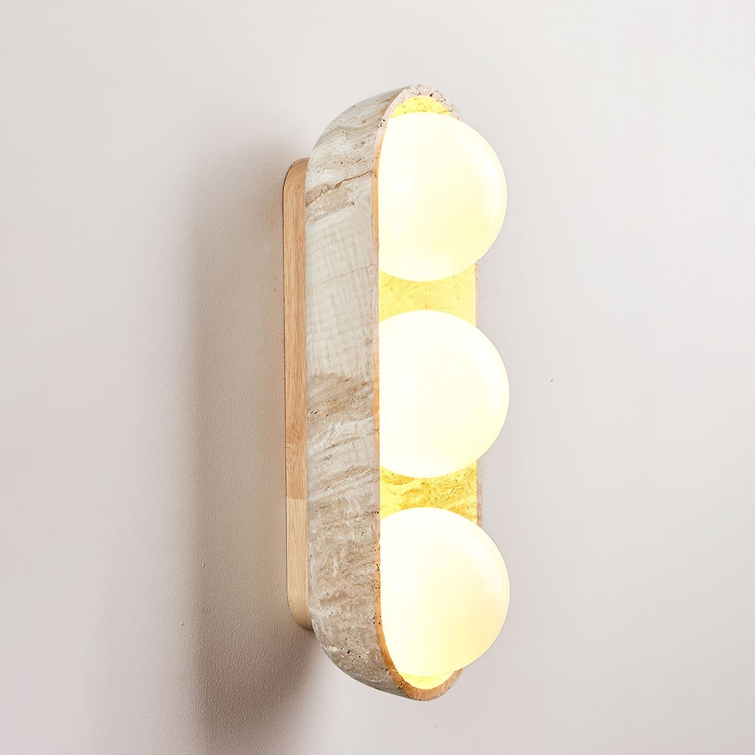 Trio Globe Travertine Wall Sconce-Neutral Decor