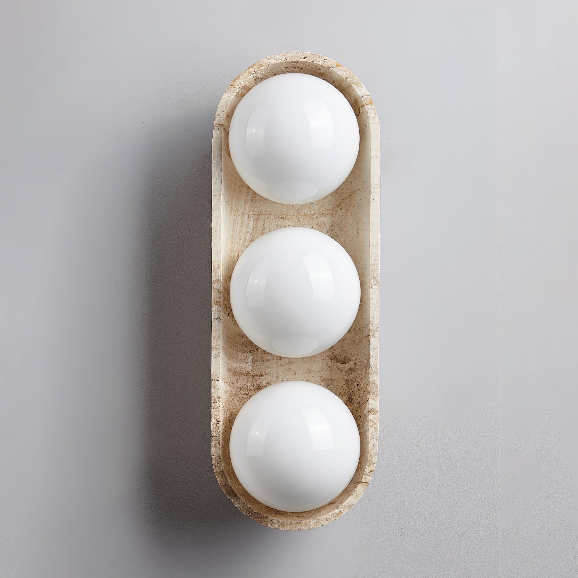 Trio Globe Travertine Wall Sconce-Neutral Decor