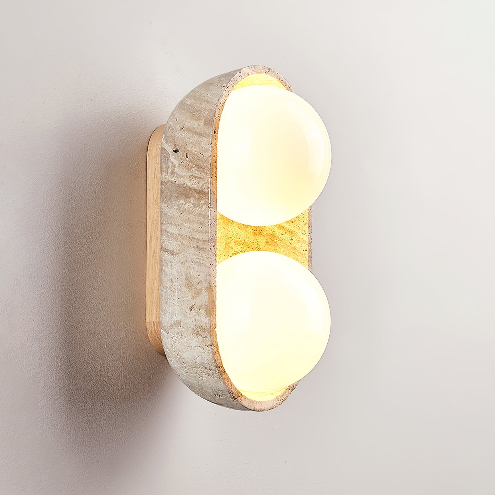 Trio Globe Travertine Wall Sconce-Neutral Decor