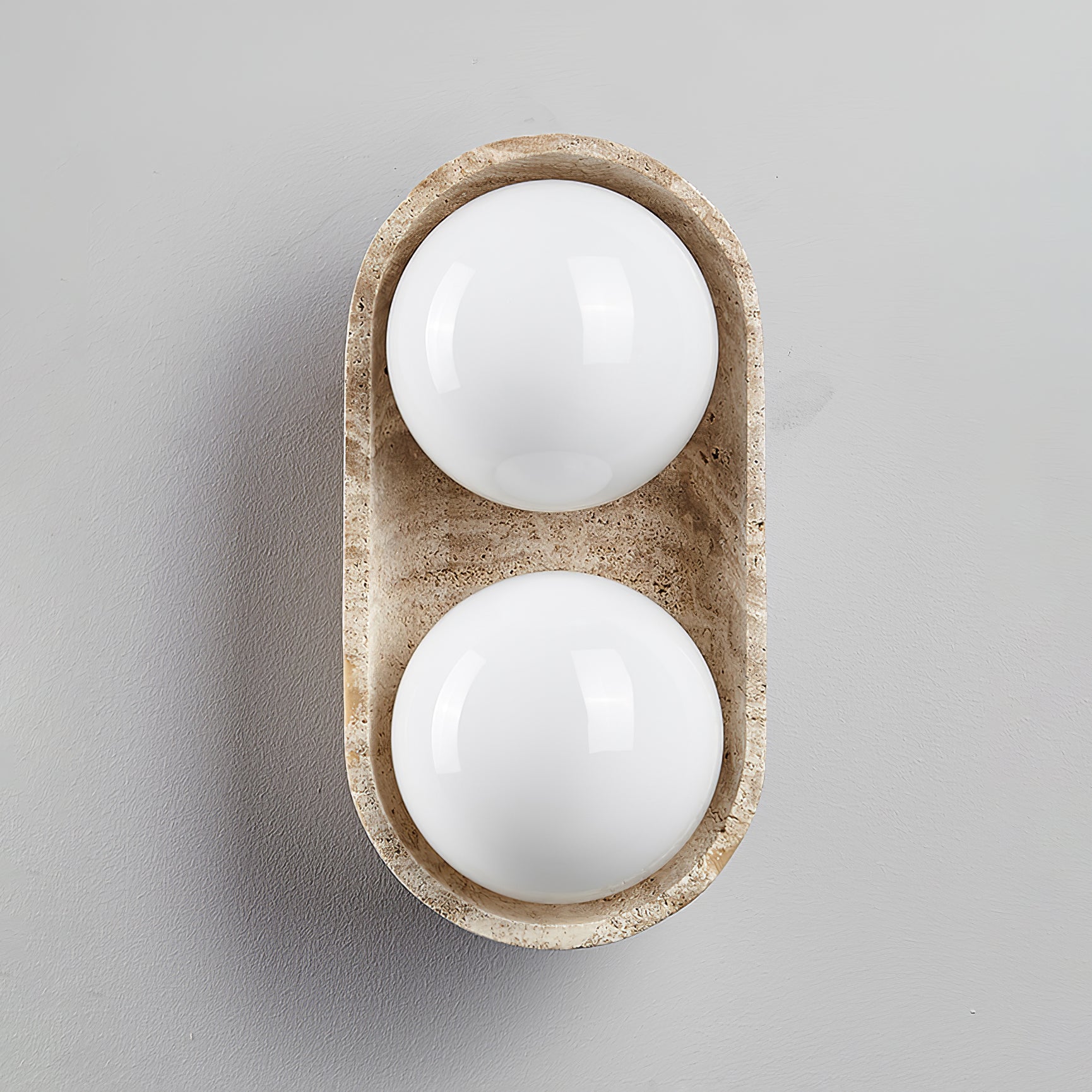 Trio Globe Travertine Wall Sconce-Neutral Decor
