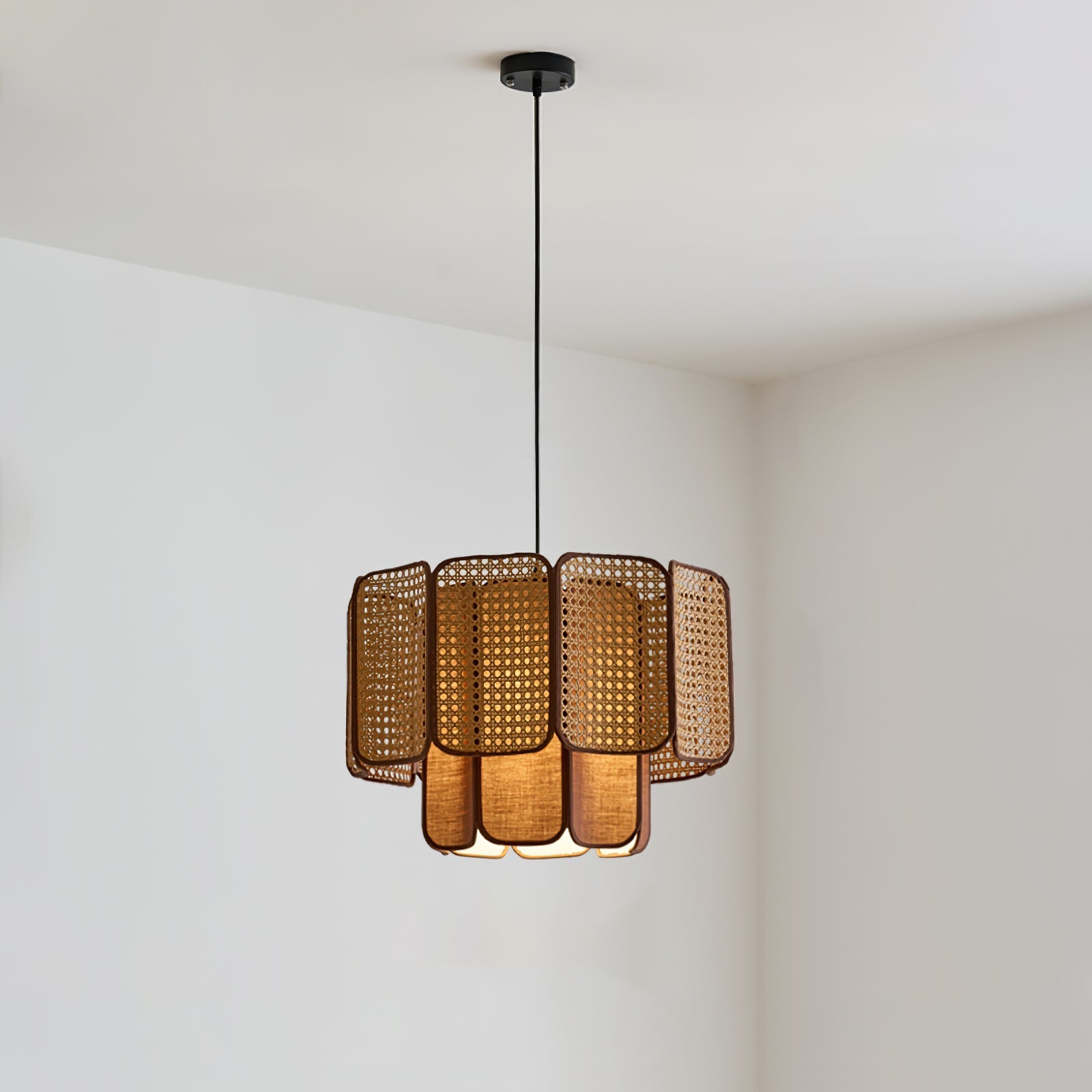 Cane Vintage Fabric Pendant Lamp-Neutral Decor