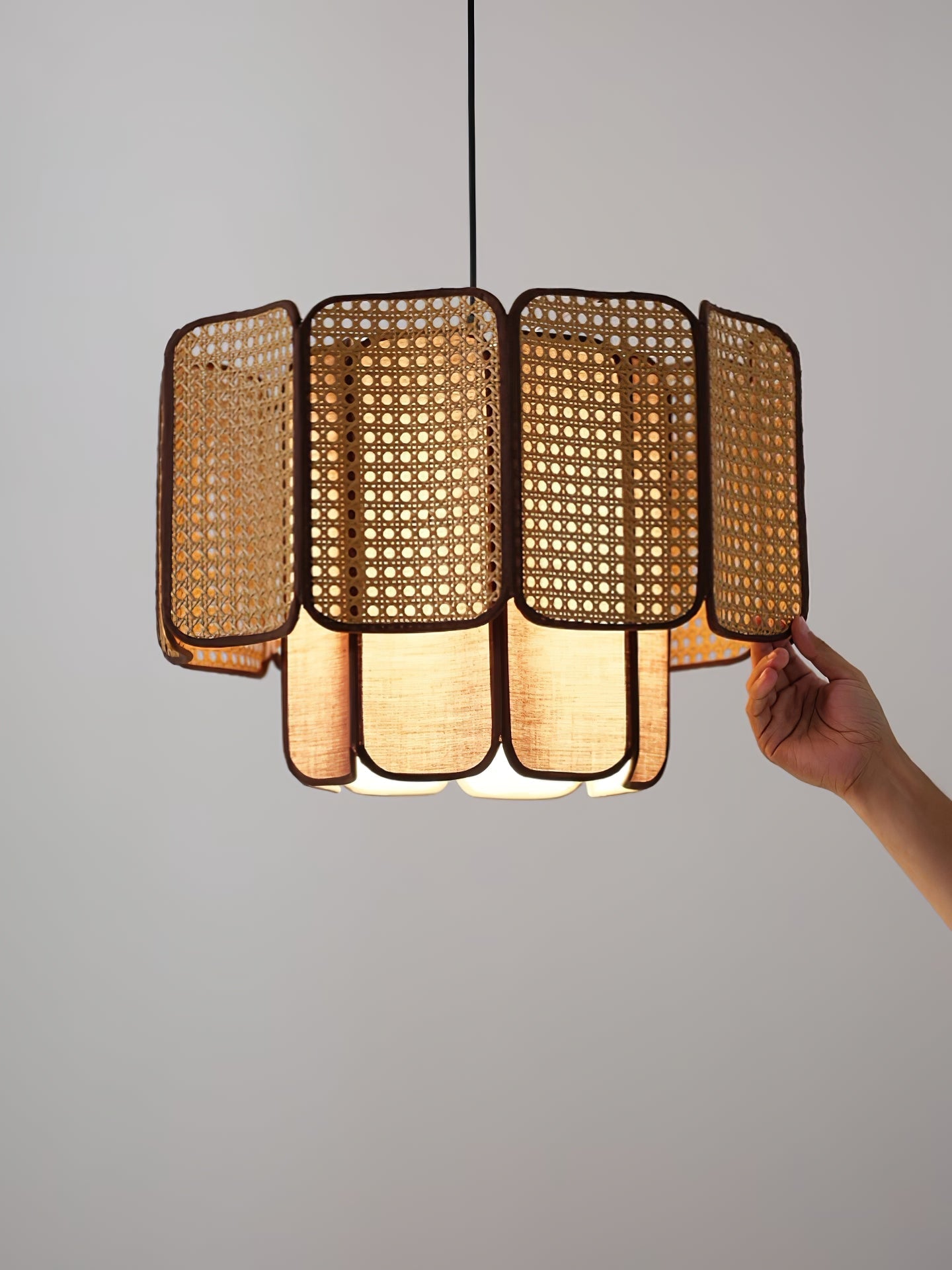 Cane Vintage Fabric Pendant Lamp-Neutral Decor