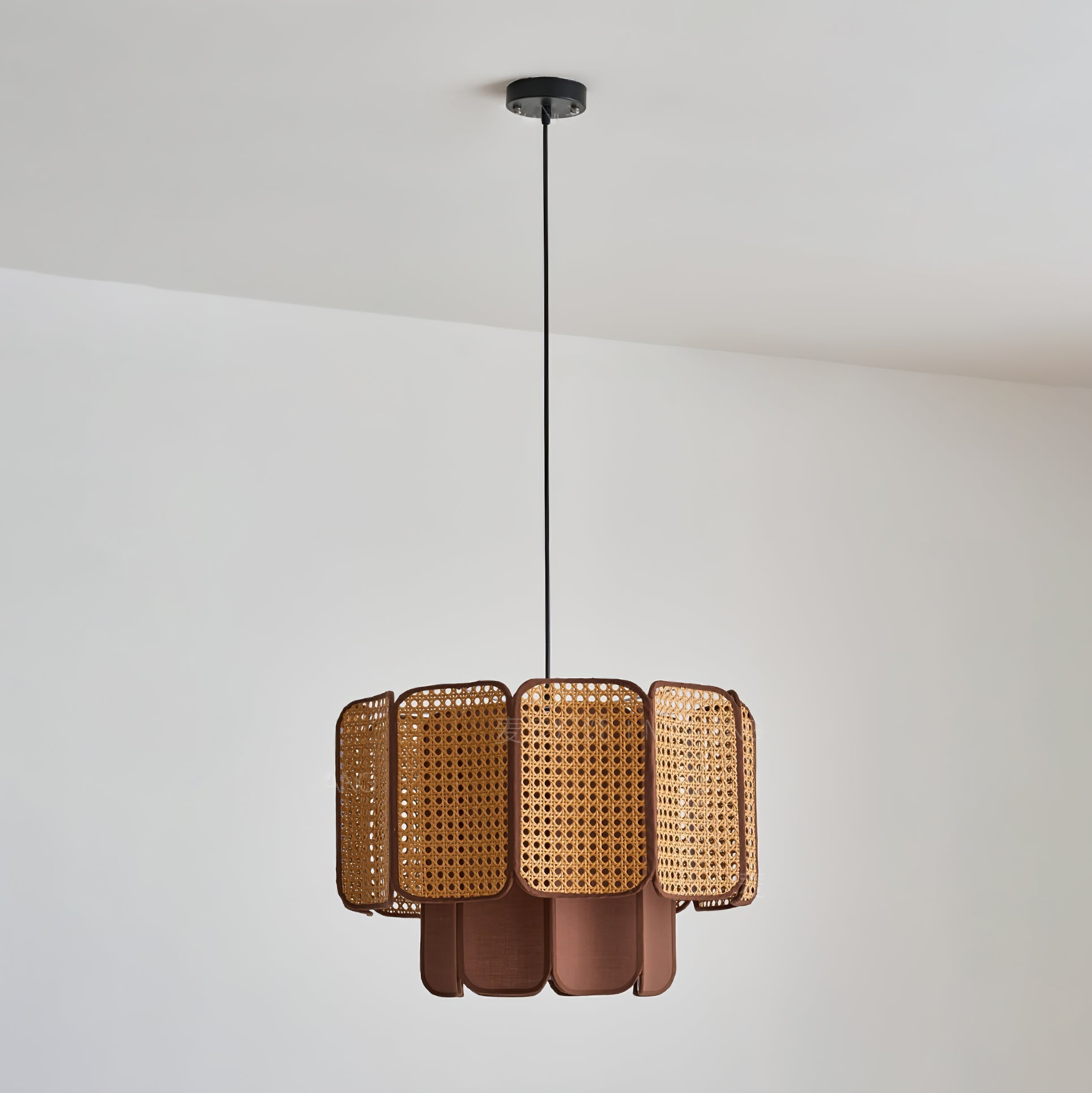 Cane Vintage Fabric Pendant Lamp-Neutral Decor