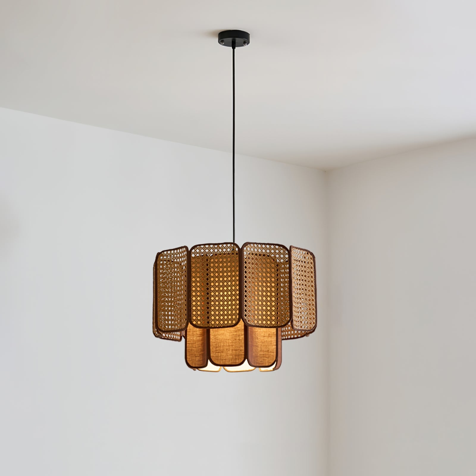 Cane Vintage Fabric Pendant Lamp-Neutral Decor