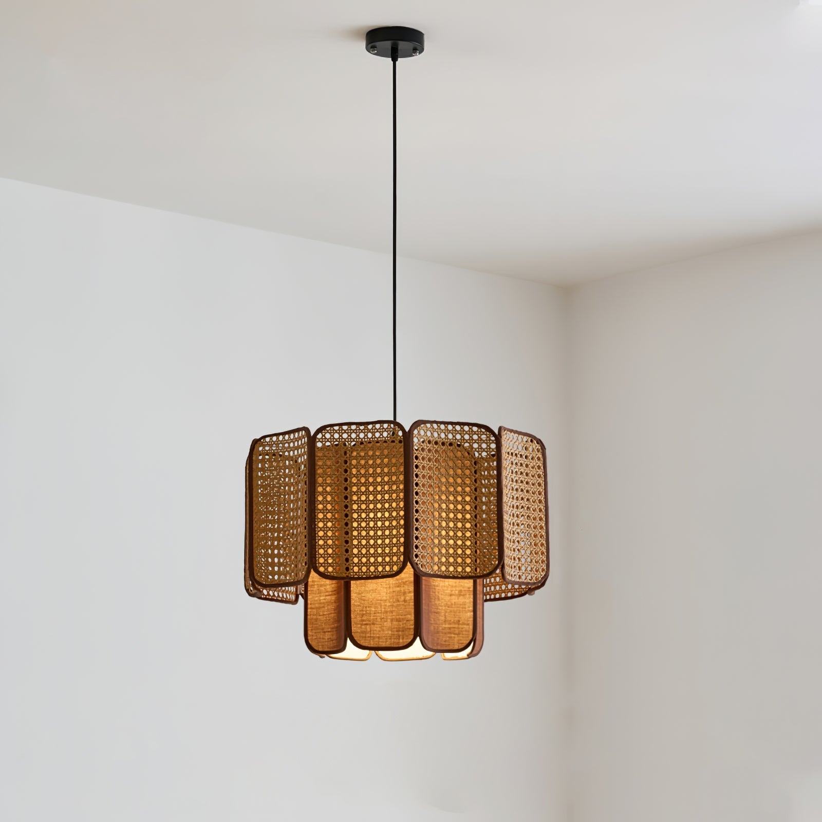 Cane Vintage Fabric Pendant Lamp-Neutral Decor
