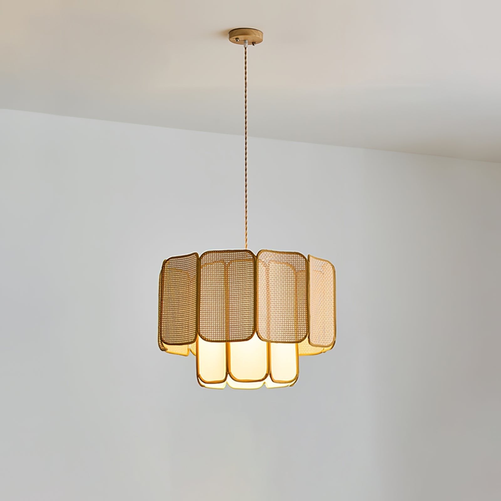 Cane Vintage Fabric Pendant Lamp-Neutral Decor