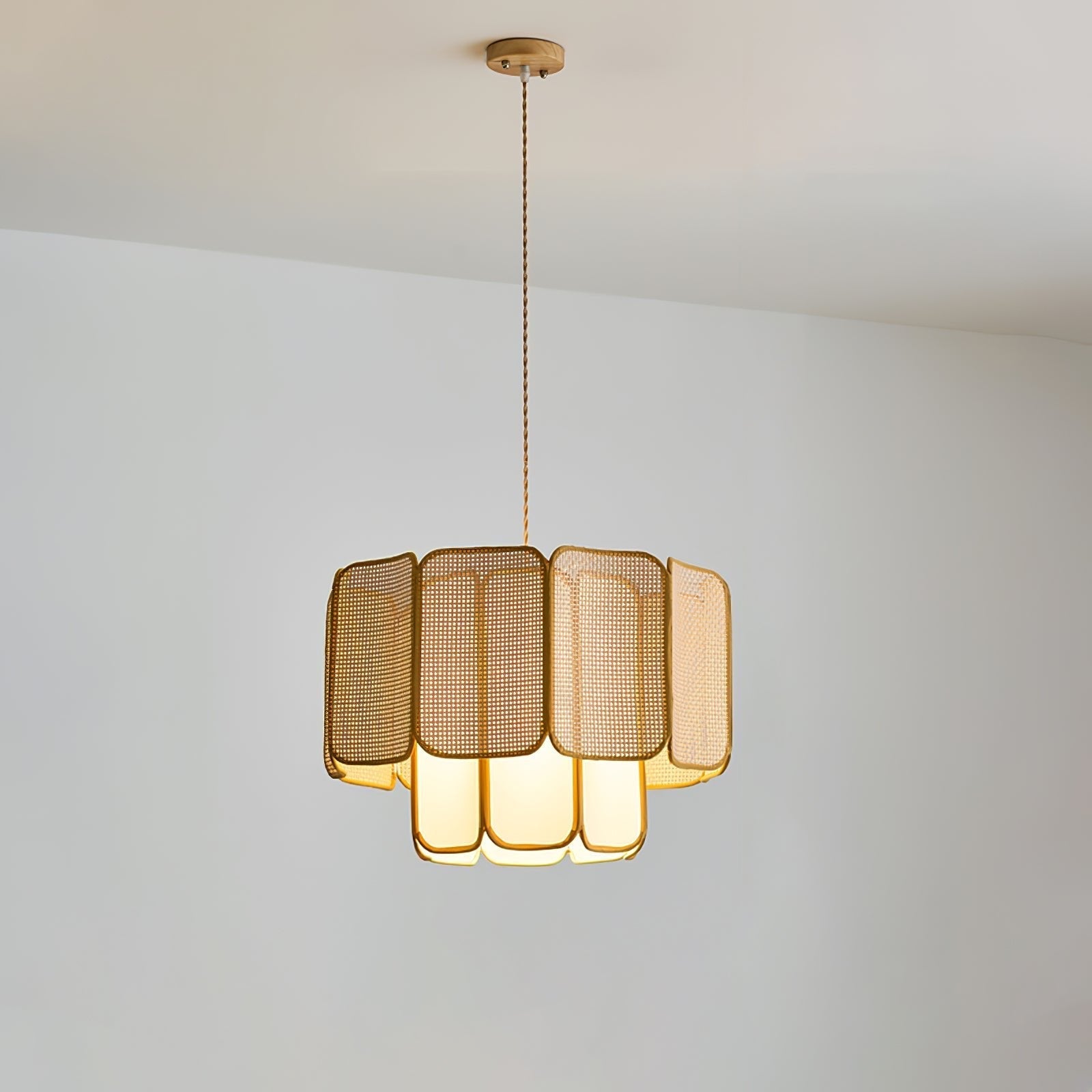 Cane Vintage Fabric Pendant Lamp-Neutral Decor