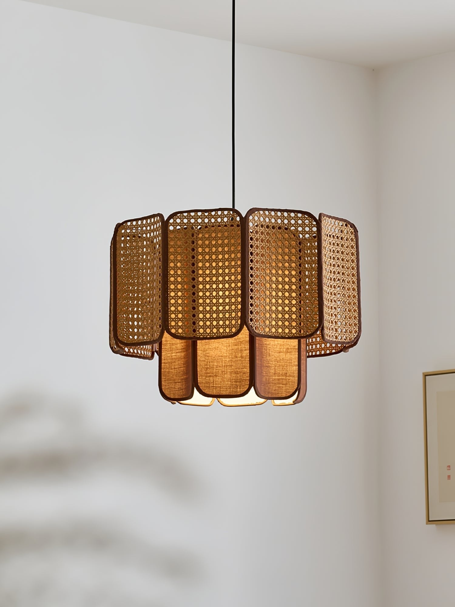 Cane Vintage Fabric Pendant Lamp-Neutral Decor