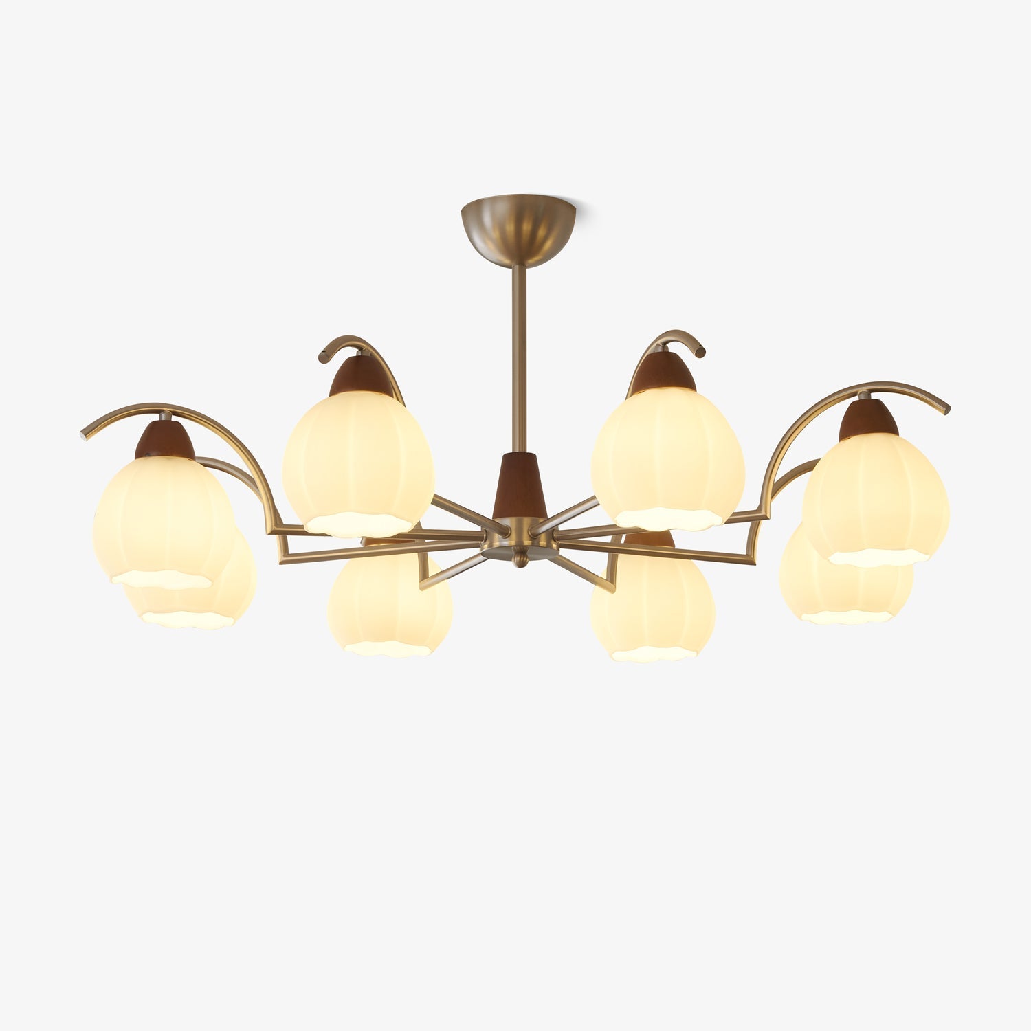 Ilaeiel Traditional Elegance Bloom Wood Glass Chandelier-Neutral Decor