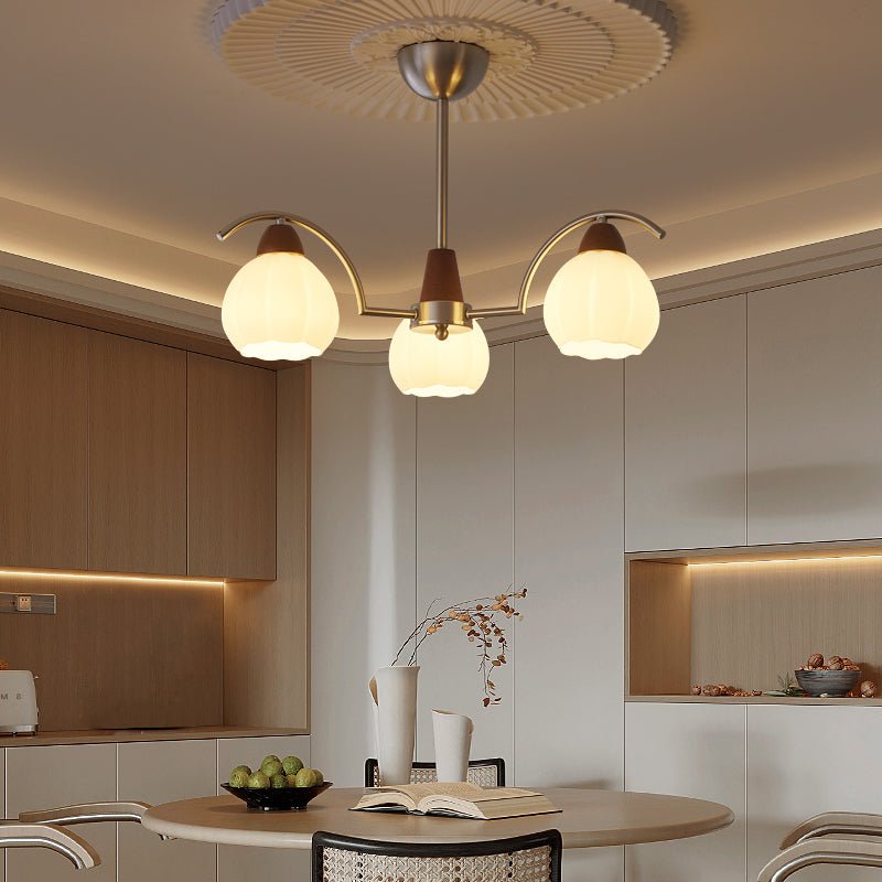 Ilaeiel Traditional Elegance Bloom Wood Glass Chandelier-Neutral Decor