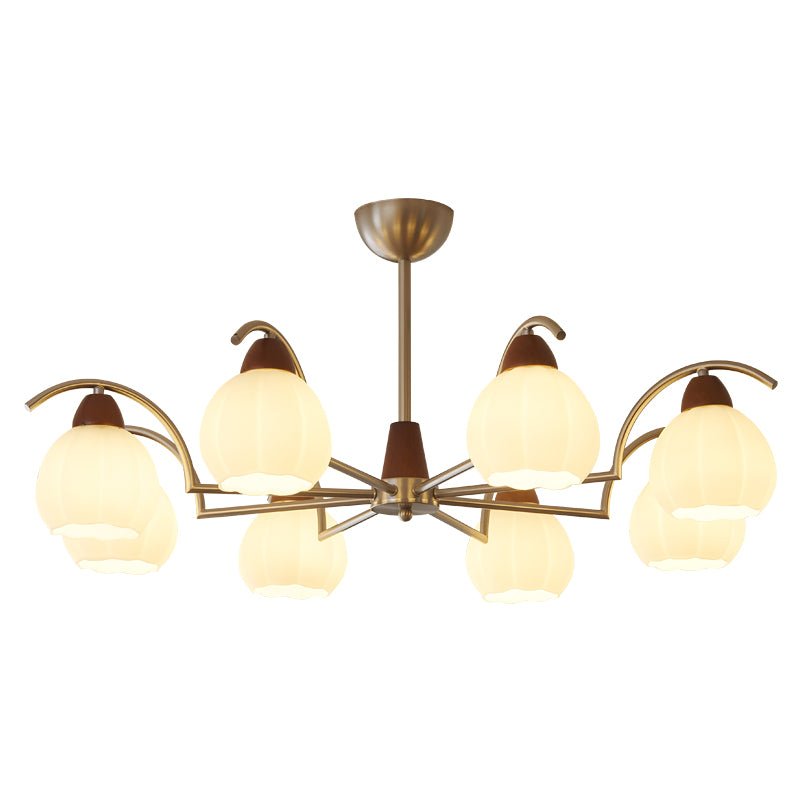Ilaeiel Traditional Elegance Bloom Wood Glass Chandelier-Neutral Decor