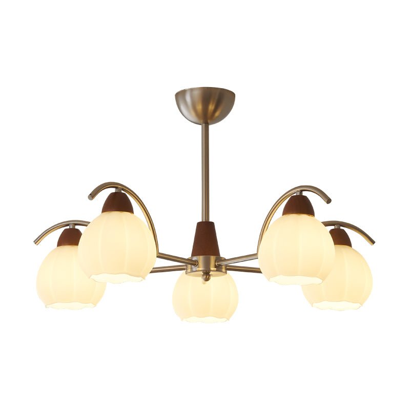 Ilaeiel Traditional Elegance Bloom Wood Glass Chandelier-Neutral Decor