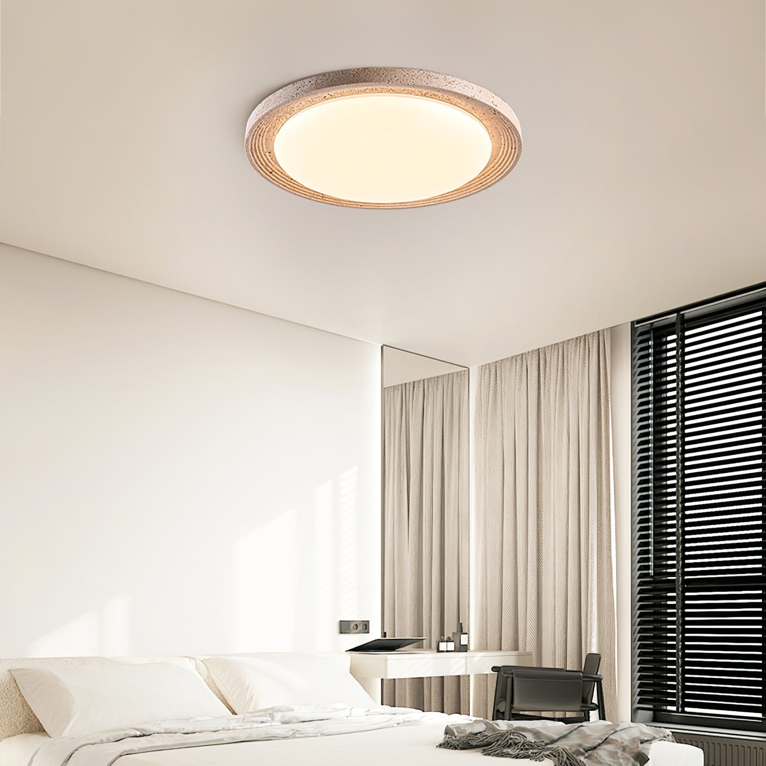 Olphaan Ringed Travertine Ceiling Light-Neutral Decor