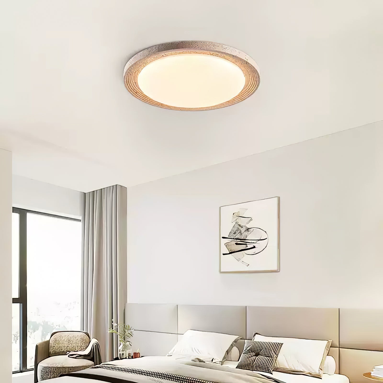 Olphaan Ringed Travertine Ceiling Light-Neutral Decor