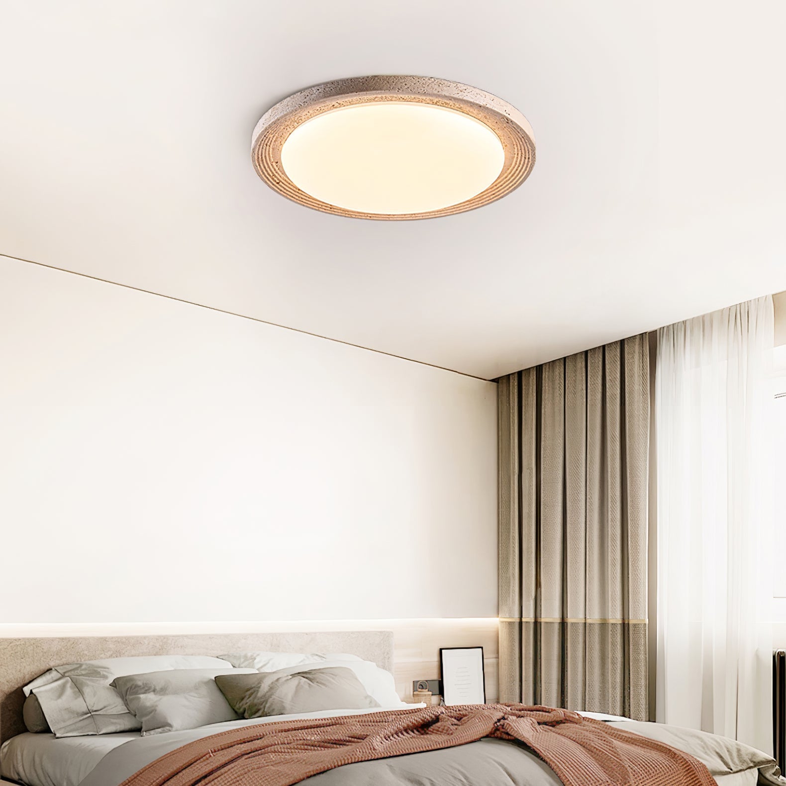 Olphaan Ringed Travertine Ceiling Light-Neutral Decor