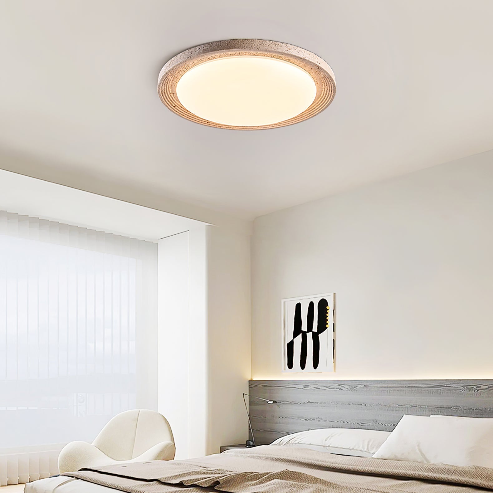 Olphaan Ringed Travertine Ceiling Light-Neutral Decor