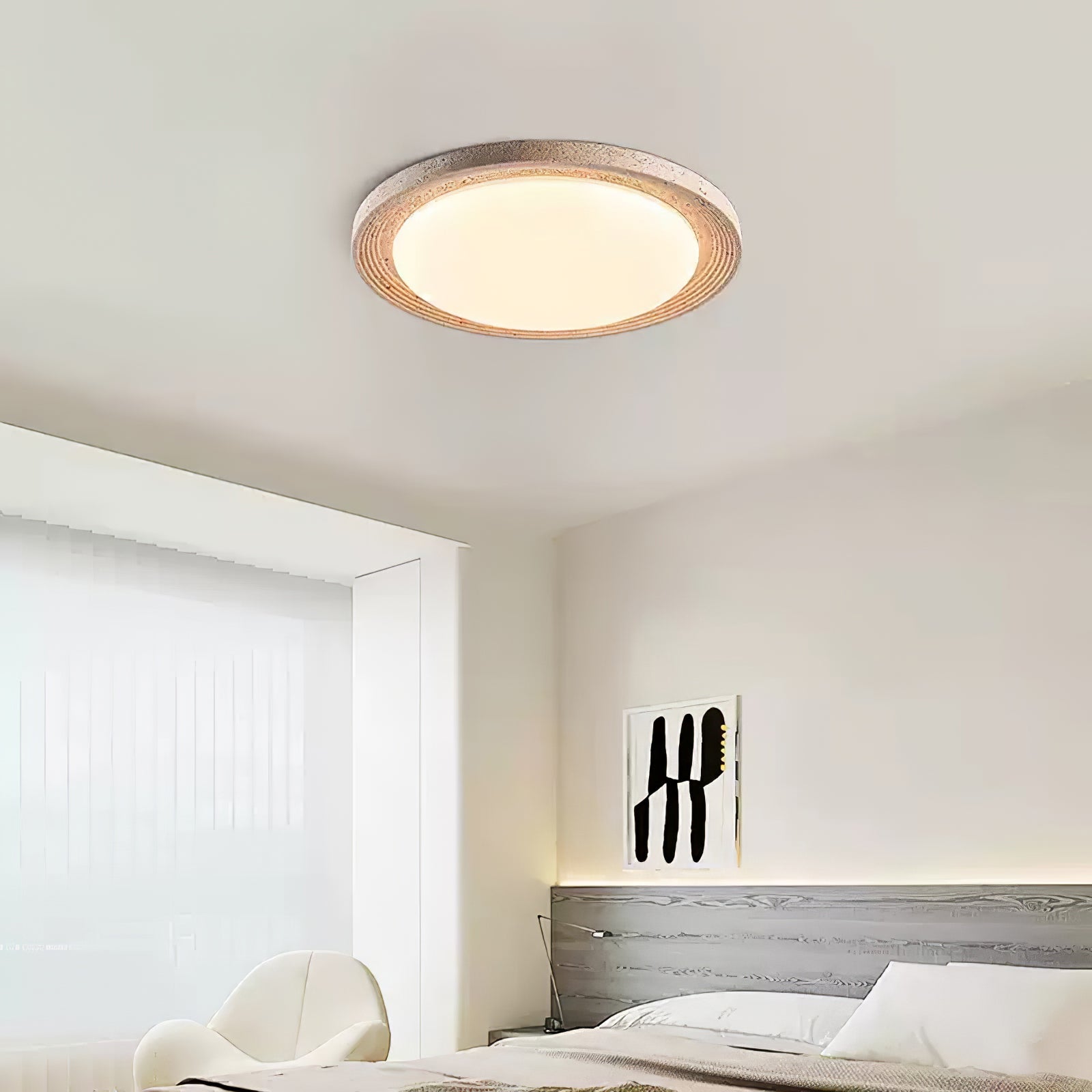Olphaan Ringed Travertine Ceiling Light-Neutral Decor