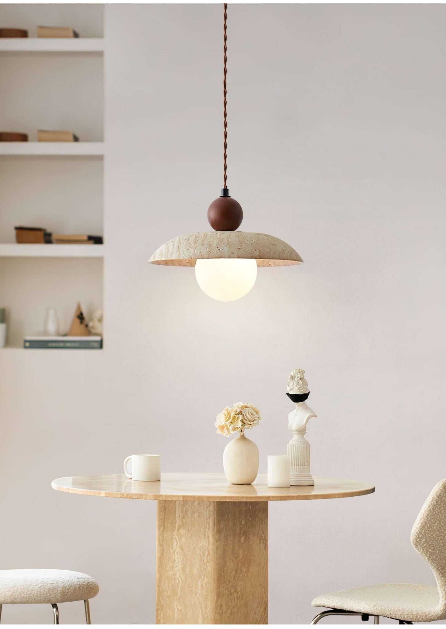 Nerix Travertine Pendant Light-Neutral Decor