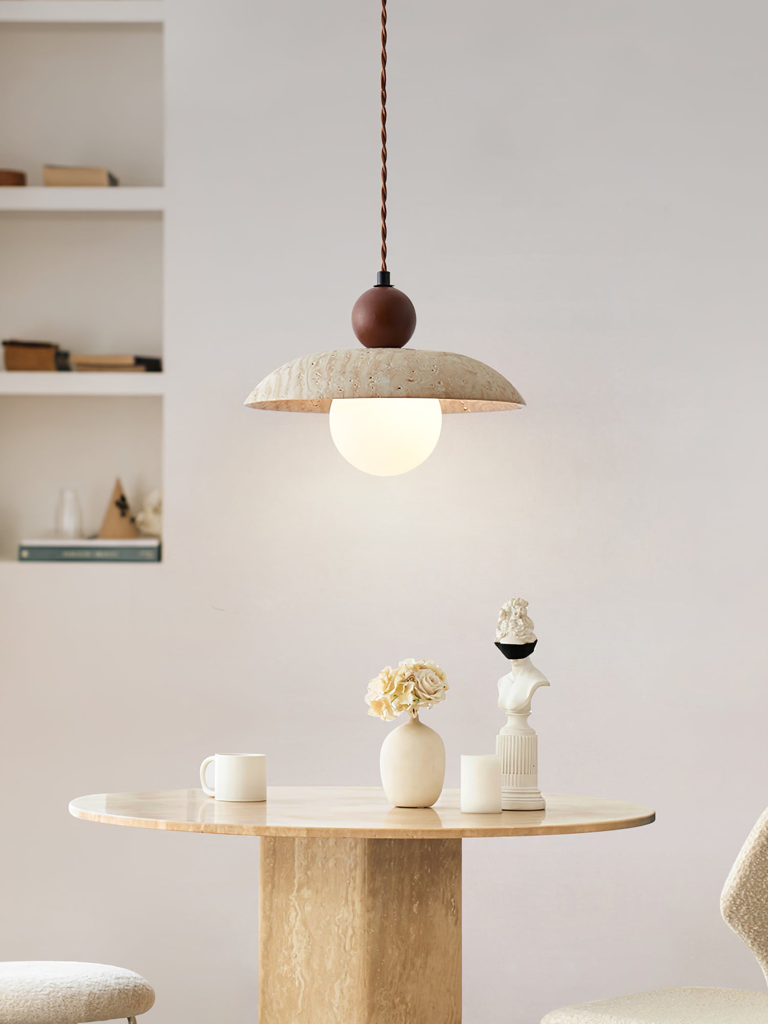 Nerix Travertine Pendant Light-Neutral Decor