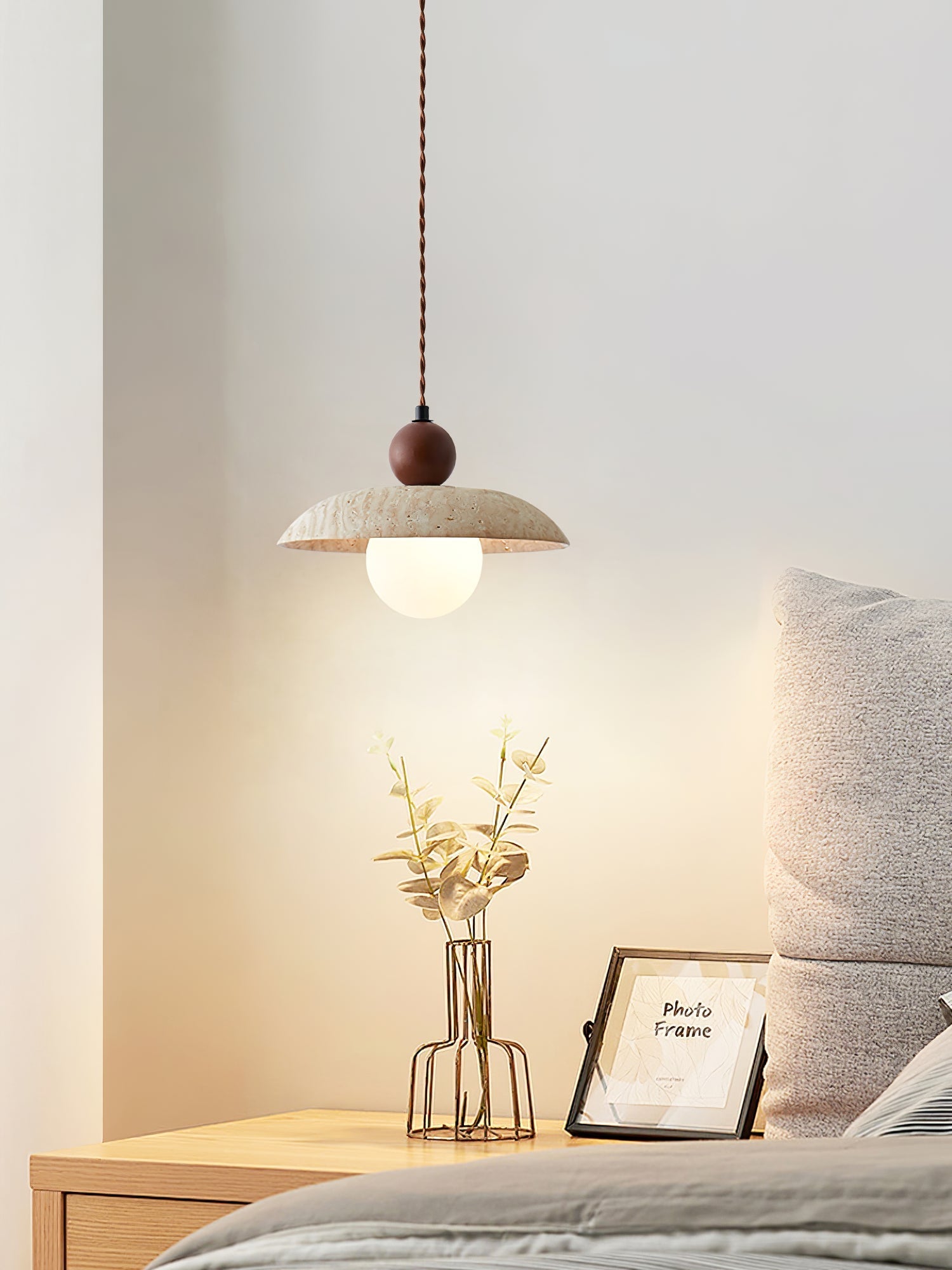 Soleil Travertine Pendant Light-Neutral Decor
