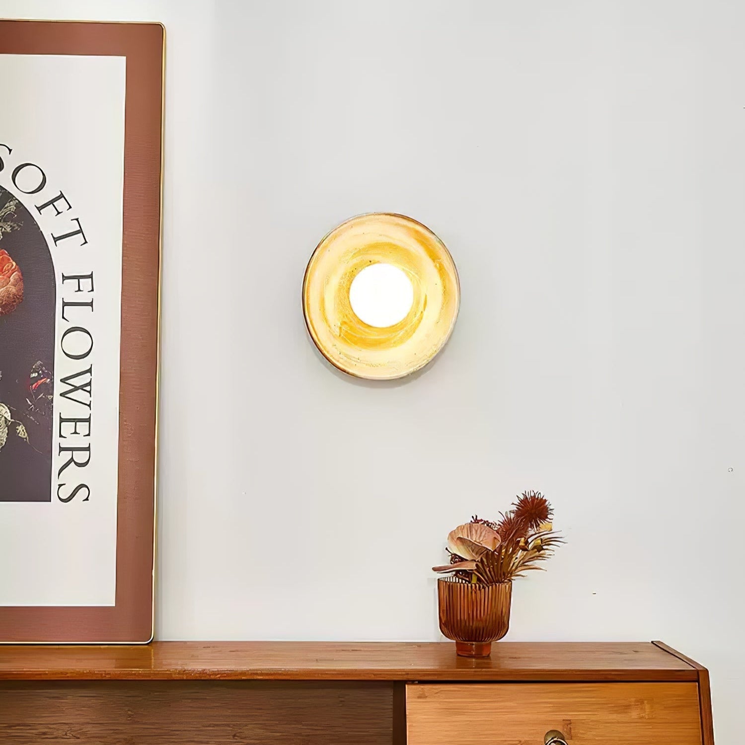 Solune Modern Minimalist Glass Wood Wall Light-Neutral Decor